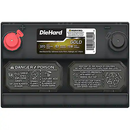 Battery: 151R Group Size, 370 CCA, 460 CA, 57 Minute Reserve Capacity, Maximum Starting Power