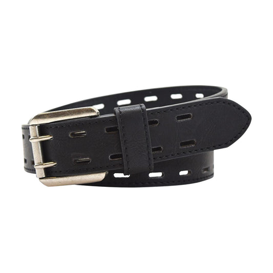 Beverly Hills Polo Club Double Perforated Men's Belt, Black, Size 36 to 38