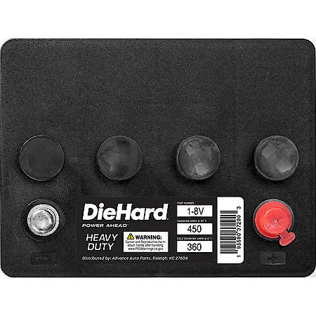 Battery: 1-8V Group Size, 360 CCA, 450 CA, 110 Minute Reserve Capacity, Heavy-Duty